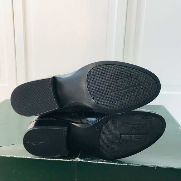 Price firm LAUREN RALPH LAUREN Black Margarite Burnished Calf Boots Size 5 - Picture 5 of 5